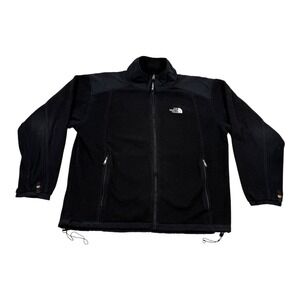 Vtg The North Face Jacket Mens Large Black Fleece Full Zip Pockets USA 90s
